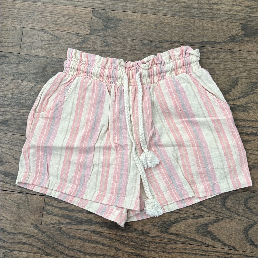 Hot Kiss Pink and White Striped High Waist Shorts